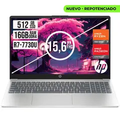 HP - Portátil 15.6” Full HD AMD Ryzen 7 7730U 16GB RAM 512GB SSD Plata