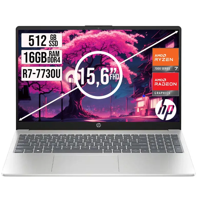 Portátil 15.6” Full HD AMD Ryzen 7 7730U 16GB RAM 512GB SSD Plata