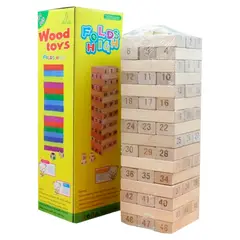 GENERICO - Juego Didáctico Torre Madera Bloques 48 Pz Dados