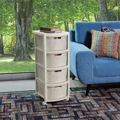 RIMAX - Cajonero Apariencia Rattan 4 Gavetas Altas - Taupe