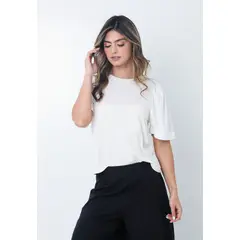 BELIFE - Blusa Blanca Con Escote Redondo Y Mangas 3-4 Para Mujer