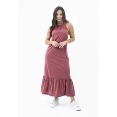 BELIFE - Vestido largo rojo con manga sisa sesgada para mujer Belife.-.-