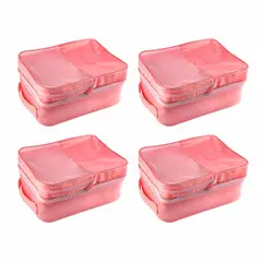 ENERGY PLUS - Kit 4 Bolsas Organizadoras de viaje para Zapatos con 3 Capas Rosado