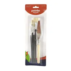 POINTER - Set X4 Pinceles Mixto Espátula Mango Madera