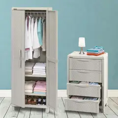 RIMAX - Combo - Armario para Ropa Rattan - Cajonero Rattan - - Taupe