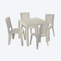 RIMAX - Comedor Barú (1 Mesa + 4 Sillas SIN Brazos TAUPE)