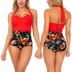 PRAIE - Vestidos De Baño Bikini RETRO 1642 Panty Alto Control Abdomen