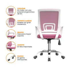BONNO - Silla de Oficina Atlantis Eco Rosado-Blanco