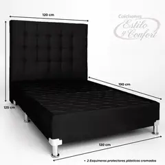 ESTILO Y CONFORT - Basecama y Cabecero 120x190 Negro