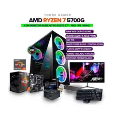 AMD - PC Gamer Ryzen 7 5700G/RAM 16GB/SSD 1TB/350W + Monitor 27" IPS 180Hz