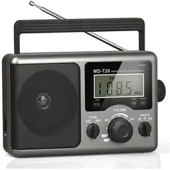 GENERICO - Radio AM FM SW Portatil Reloj Pantalla Corriente o Pilas