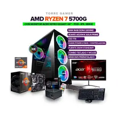 AMD - Pc GAMER Ryzen 7 5700G/ RAM 16GB/ SSD 1TB + MONITOR ACER NITRO 24" IPS 180Hz