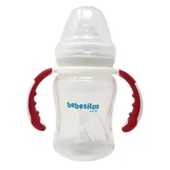 BEBESITOS - Biberón 6 oz con asas, chupo y boquilla entrenadora