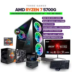 AMD - Pc GAMER Ryzen 7 5700G/ RAM 16GB/ M.2 512GB + MONITOR ACER NITRO 24" IPS 180Hz