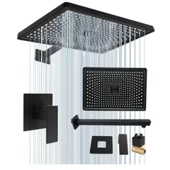 GENERICO - Kit Completo Ducha Eternal Rectangular Abs Y Mezclador Negro