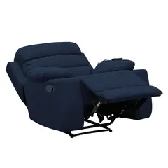 ELITE LIVING - SILLA RECLINABLE HOUSTON ESTATICA MASAJE AZUL MICROFIBRA