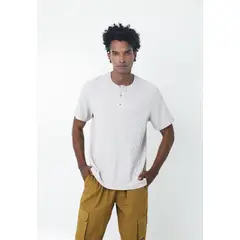 BELIFE - Camiseta Blanco Con Cuello Redondo Henley Para Hombre