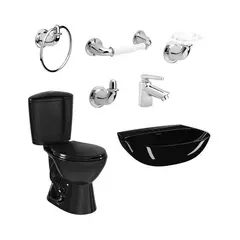 CORONA - Combo Manantial Pro Redondo Negro sin pedestal Grifería y Accesorios
