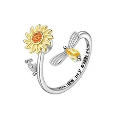 ALHAJAS - Anillo Ajustable Girasol Giratorio Antiestrés Para Mujer