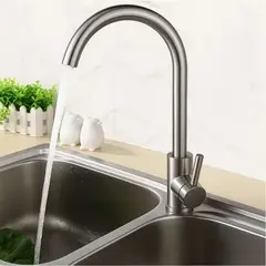 GENERICO - Grifería para lavaplatos cuello cisne en acero inoxidable