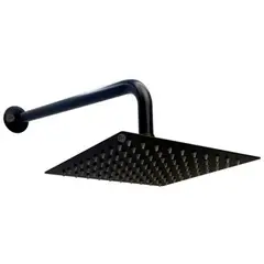 GENERICO - Ducha regadera metálica cuadrada 20 cms-negra incluye tubo