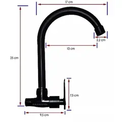GENERICO - Grifería de pared para lavaplatos negra agua fría