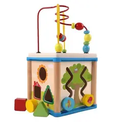 GENERICO - Cubo de Actividades Educativo 6 en 1 de Madera Montessori