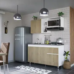 BERTOLINI - Cocina Integral 150cm Lavaplatos Izquierdo4 fogones Color Rovere