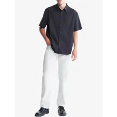 CALVIN KLEIN - Camisa Negro Sencilla Y Solida Con Logo para Hombre