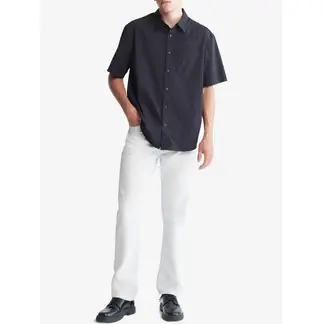 CALVIN KLEIN - Camisa Negro Sencilla Y Solida Con Logo para Hombre