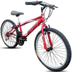 ATILA - Bicicleta todoterreno para niño Rin 24 18 cambios rojo