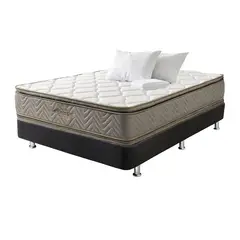 COLCHONES FANTASIA - Combo Galaxy+base Cama Café+2 Almohadas+protector 140x190