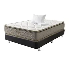COLCHONES FANTASIA - Combo Colchón Semidoble Galaxy Base cama Tc Negro Almohada Protector