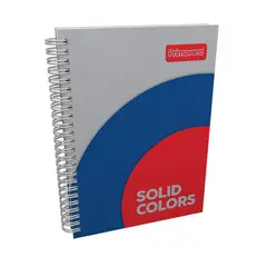 PRIMAVERA - Cuaderno Argollado Pasta Dura Grande Solid Colors Gris - Azul - Rojo 7 Materias Hojas Cuadriculadas