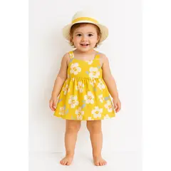 LUSOLSI - Conjunto Vestido + Pava Para Niña Ideal Clima Cálido