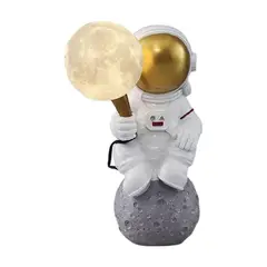 MOBLIHOUSE - Lampara De Mesa Astronauta Lampara Resina Para Habitación De Los Niños