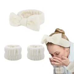 GENERICO - Kit Balaca Muñequeras Para Rutina De Maquillaje Y Skin Care