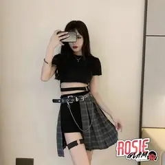 ROSIEGLAM - Falda Abertura a Cuadros