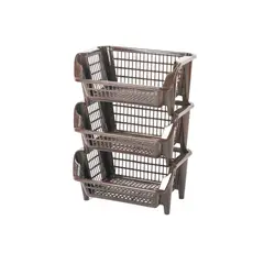 BUHOGAR - Almacenador organizador apilable frutas verduras multiuso X3 CAFE