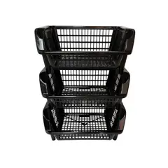 BUHOGAR - Almacenador organizador apilable frutas verduras multiuso X3 NEGRO