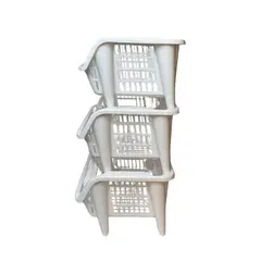 BUHOGAR - Almacenador organizador apilable frutas verduras multiusoX3 BLANCO