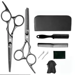 GENERICO - Set tijeras profesionales peluqueria Black Leopard Black Capa