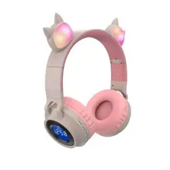 GENERICO - AUDÍFONOS DIADEMA BLUETOOTH OREJAS DE GATO FM MICRO Y LUCES