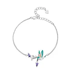 ALHAJAS - Pulsera Manilla Para Mujer Pájaro Colibrí Fabricada En Plata 925_.