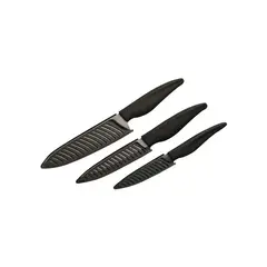 KALLEY - Set x 3 cuchillos cerámica negros k-hcc3n