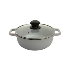 IMUSA - Caldero 20 cm aluminio fundido con tapa de vidrio