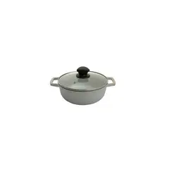 IMUSA - Caldero 18 cm aluminio fundido con tapa de vidrio