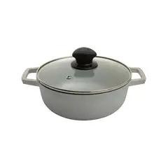 IMUSA - Caldero 24 cm aluminio fundido con tapa de vidrio