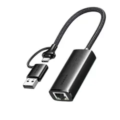 UGREEN - Adaptador 2 En 1 Puertos USB-C + USB A Ethernet Gigabit Rj45 Cable Red