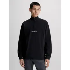 CALVIN KLEIN - Camiseta Negra De Manga Larga Con Cuello Cierre